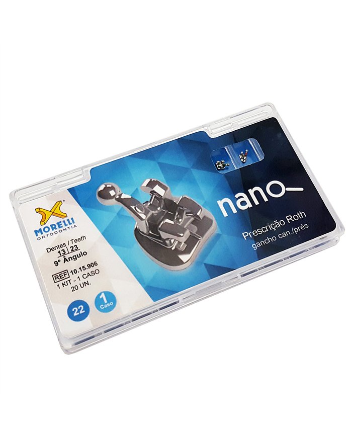 Kit Bráquetes Roth NANO .022" Gancho em caninos 9º e pré-molares